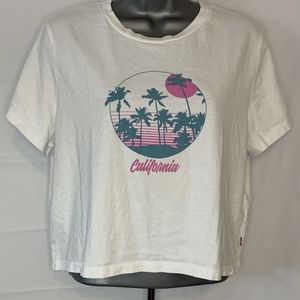 Levi's White Tee with Pink and Teal Graphic